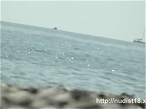 sizzling naked damsel spied beach hidden cam