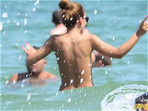 super-fucking-hot Amateurs bare-chested hidden cam Beach - cool massive boobs honeys